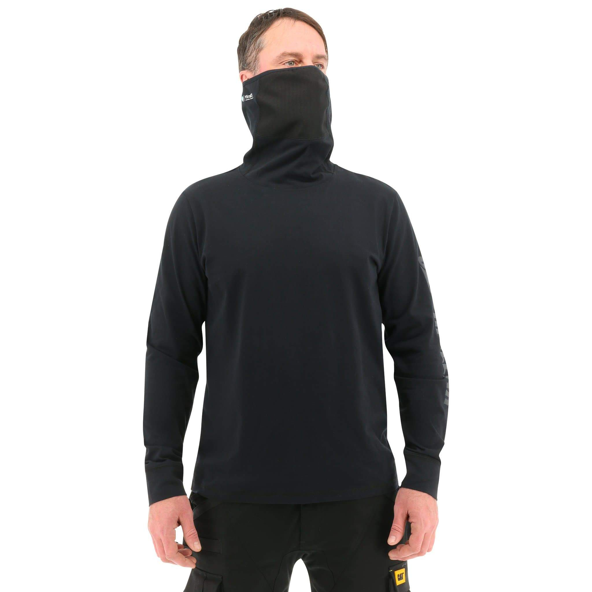 Caterpillar Viral Off L/S Gaiter - Mens T-Shirts - Black - NZ (279MWNYOU)